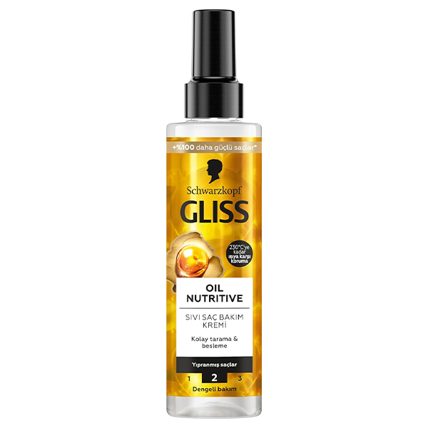 اسپری دوفاز موهای حساس و آسیب دیده GLISS مدل OIL NUTRITIVE